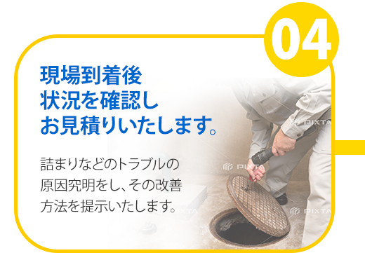 現場到着後、状況を
          確認しお見積りいたします。