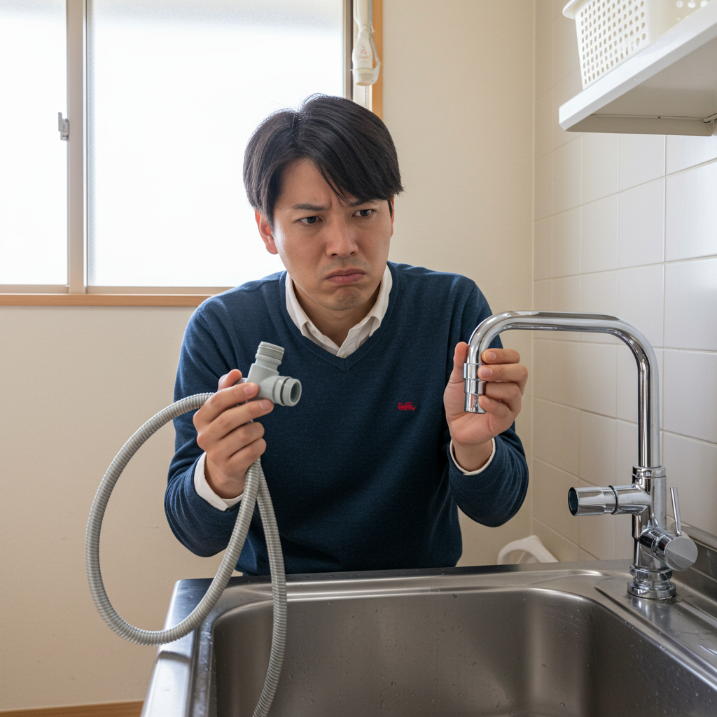 蛇口とホースの形状ミスマッチ