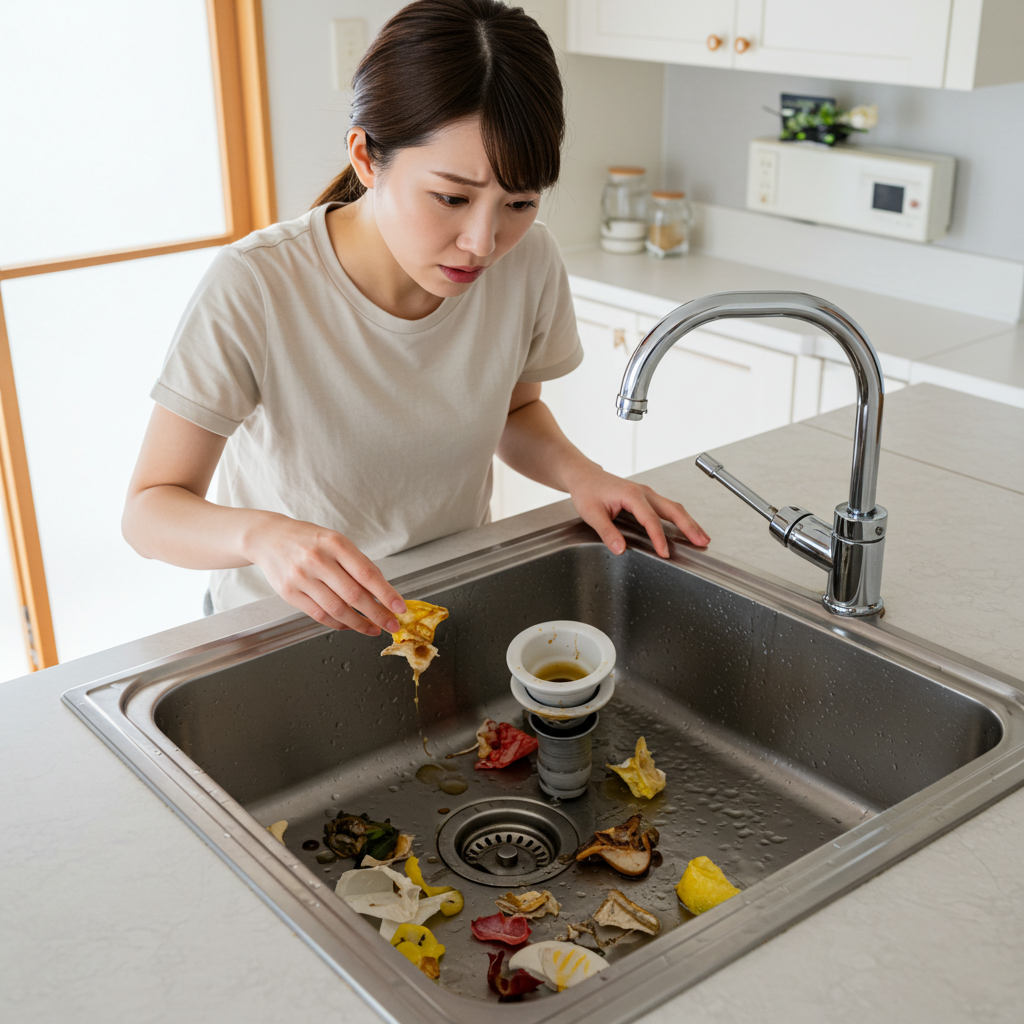 キッチンの詰まり(油汚れと食べ残し)