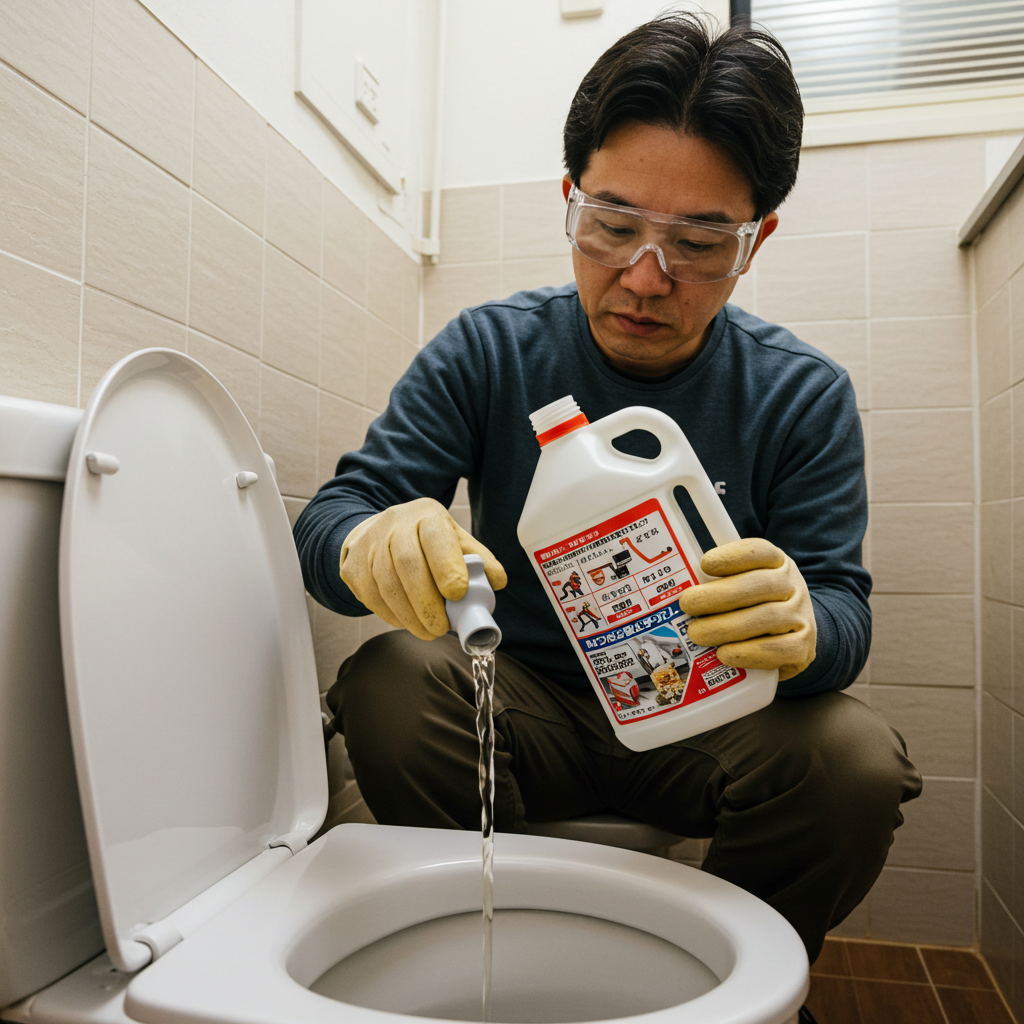 重度の紙・排泄物のつまりにはアルカリ性洗剤