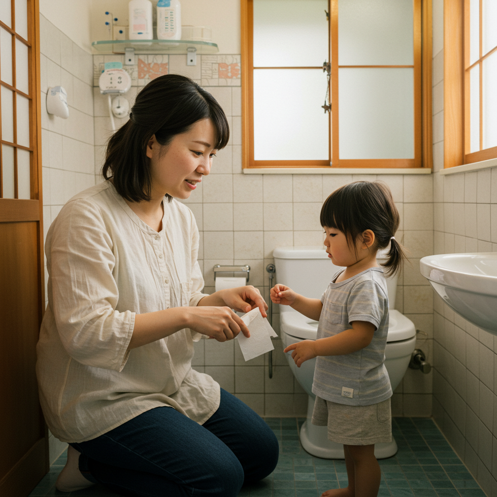 トイレットペーパーの適量使用：一度に大量に流さない