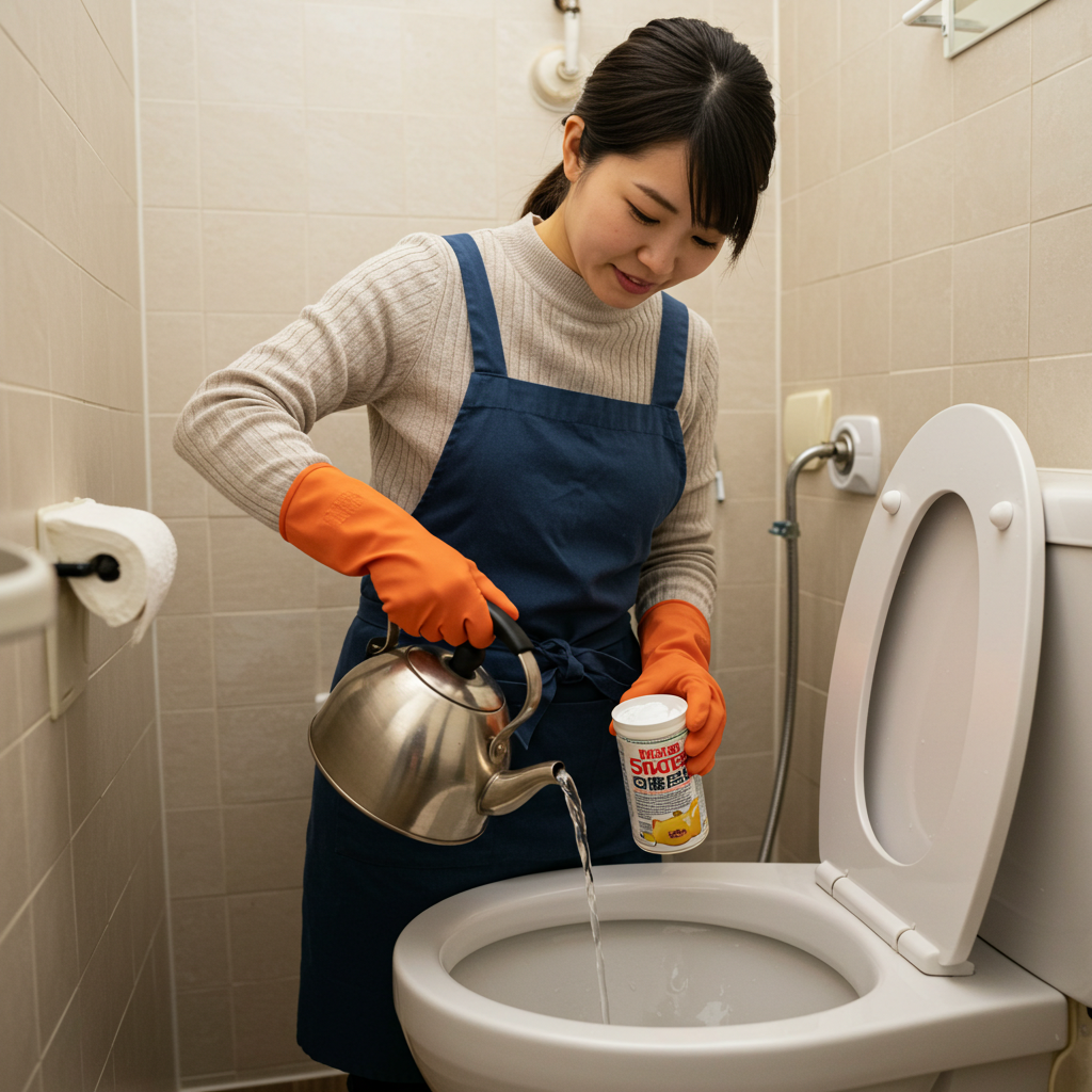 重曹と熱湯を使用する