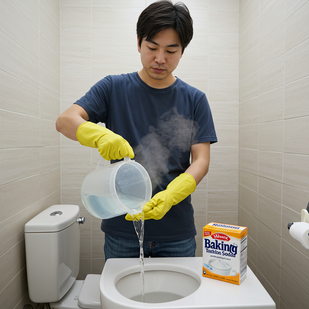 お湯と重曹を使う