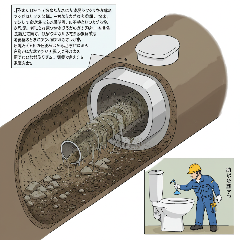 排水管の汚れと尿石の蓄積