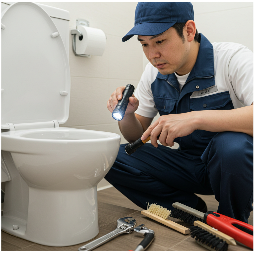 排水管の汚れと尿石の蓄積