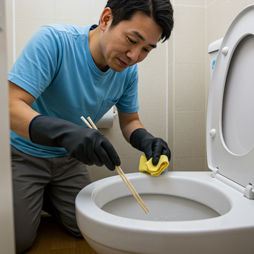 割り箸やトイレブラシを使った物理的な除去
