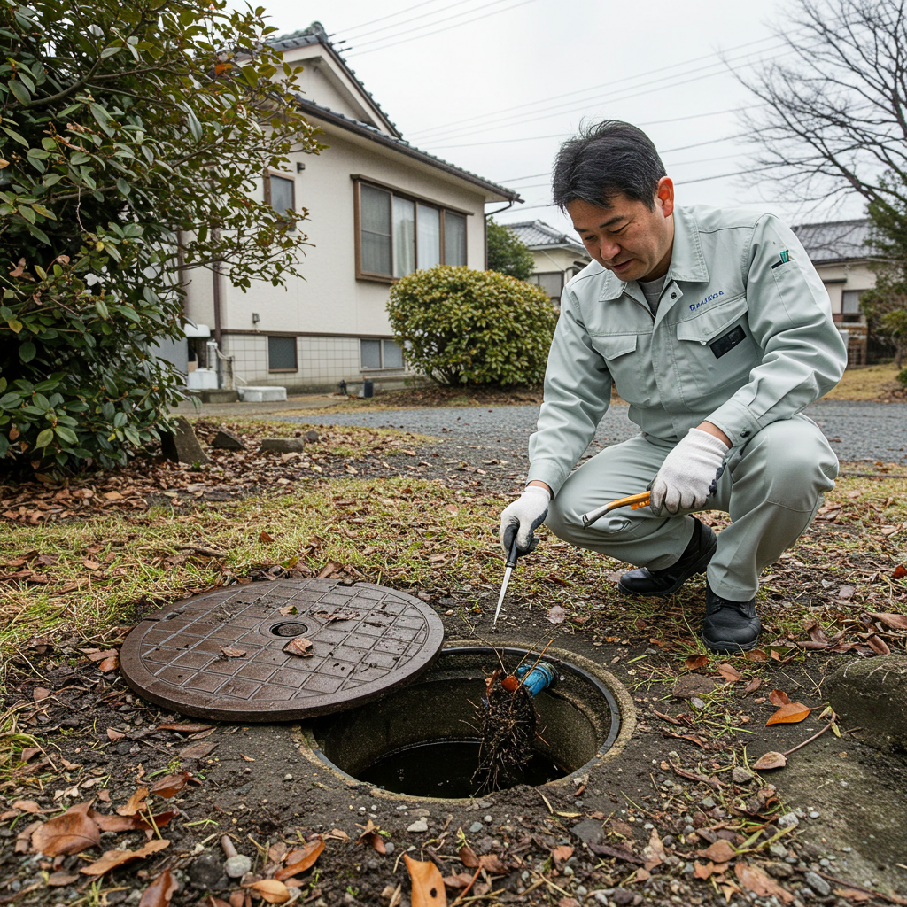 排水枡の詰まりも疑われる