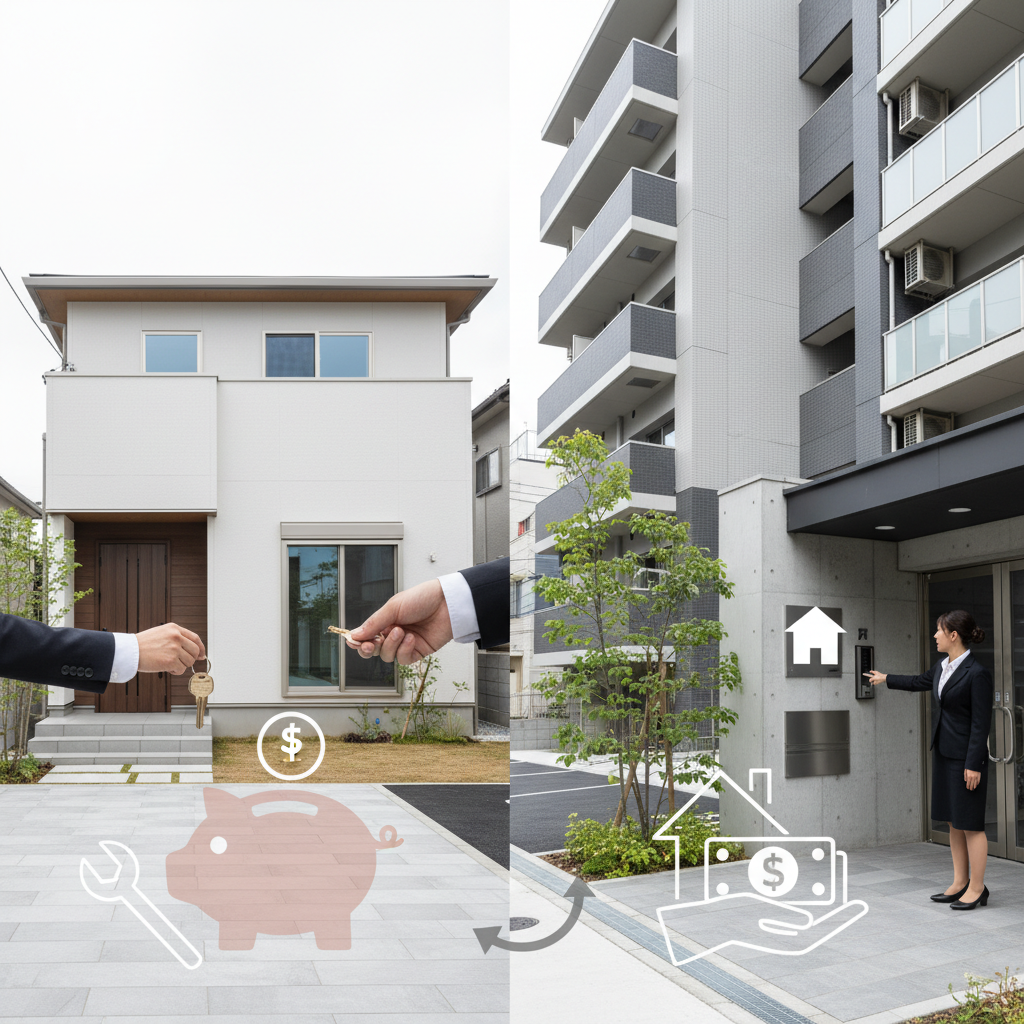 一軒家と賃貸物件での費用の違いに関する画像