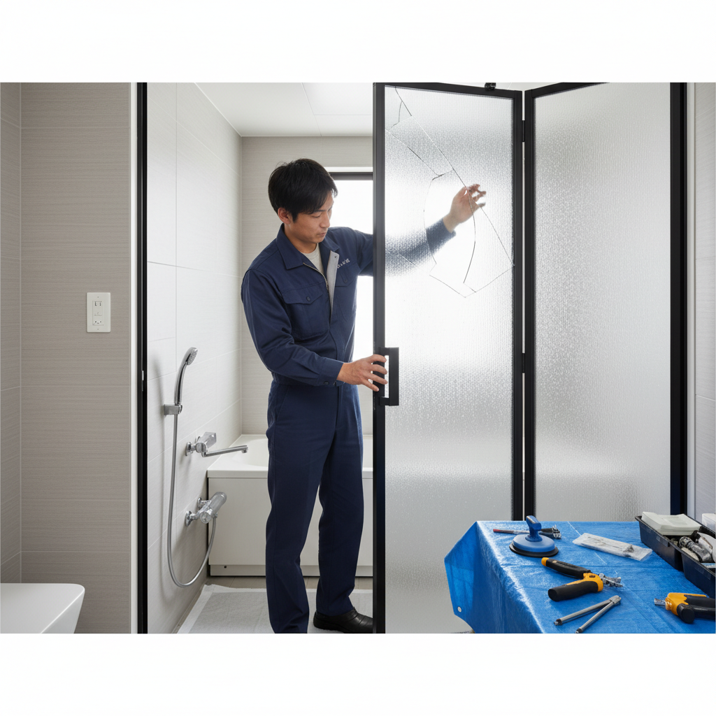 浴室ドアのガラス交換費用に関する画像