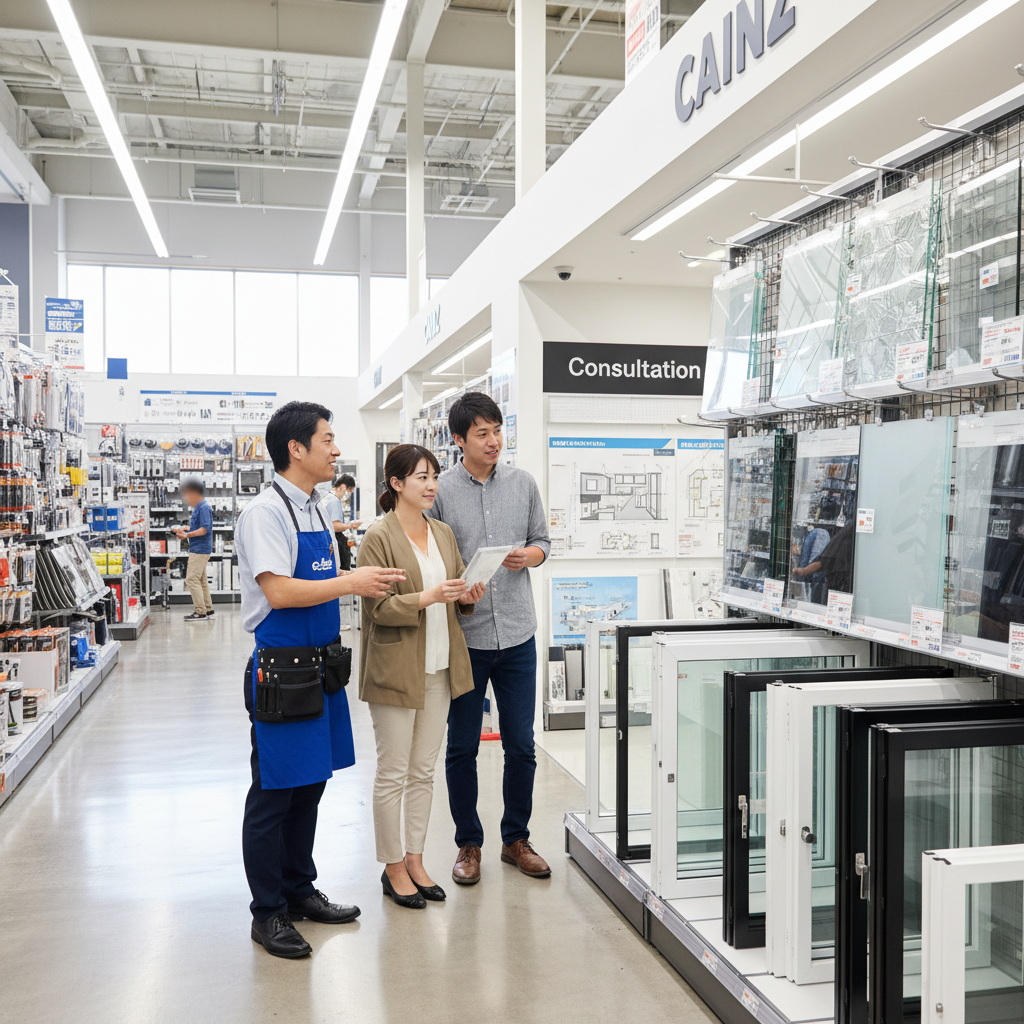 カインズでのガラス交換サービスに関する画像