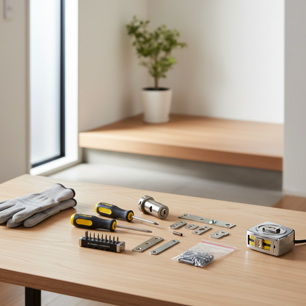 玄関の鍵交換に必要な道具と部品に関する画像