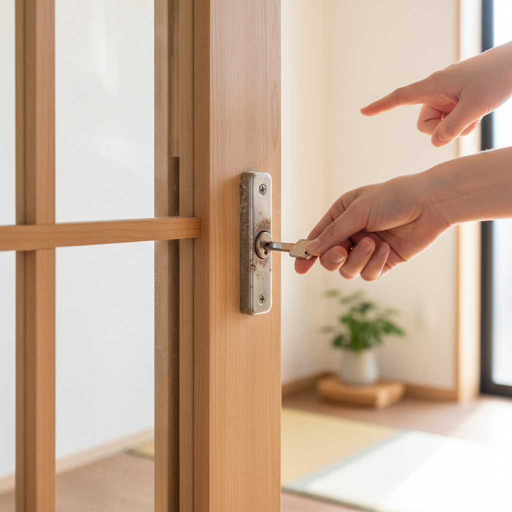 玄関引き戸の鍵が閉まらない時の対処法と交換の必要性に関する画像