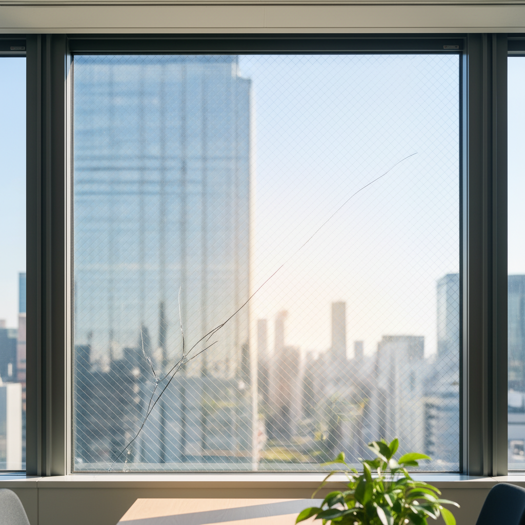 熱割れ（網入りガラス 熱割れ）のメカニズムと対策に関する画像