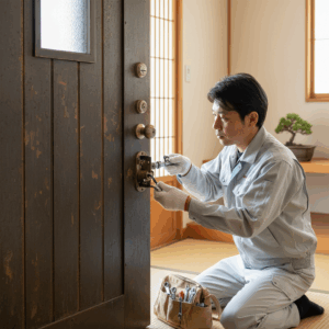 古い 玄関ドア 鍵交換に関する画像