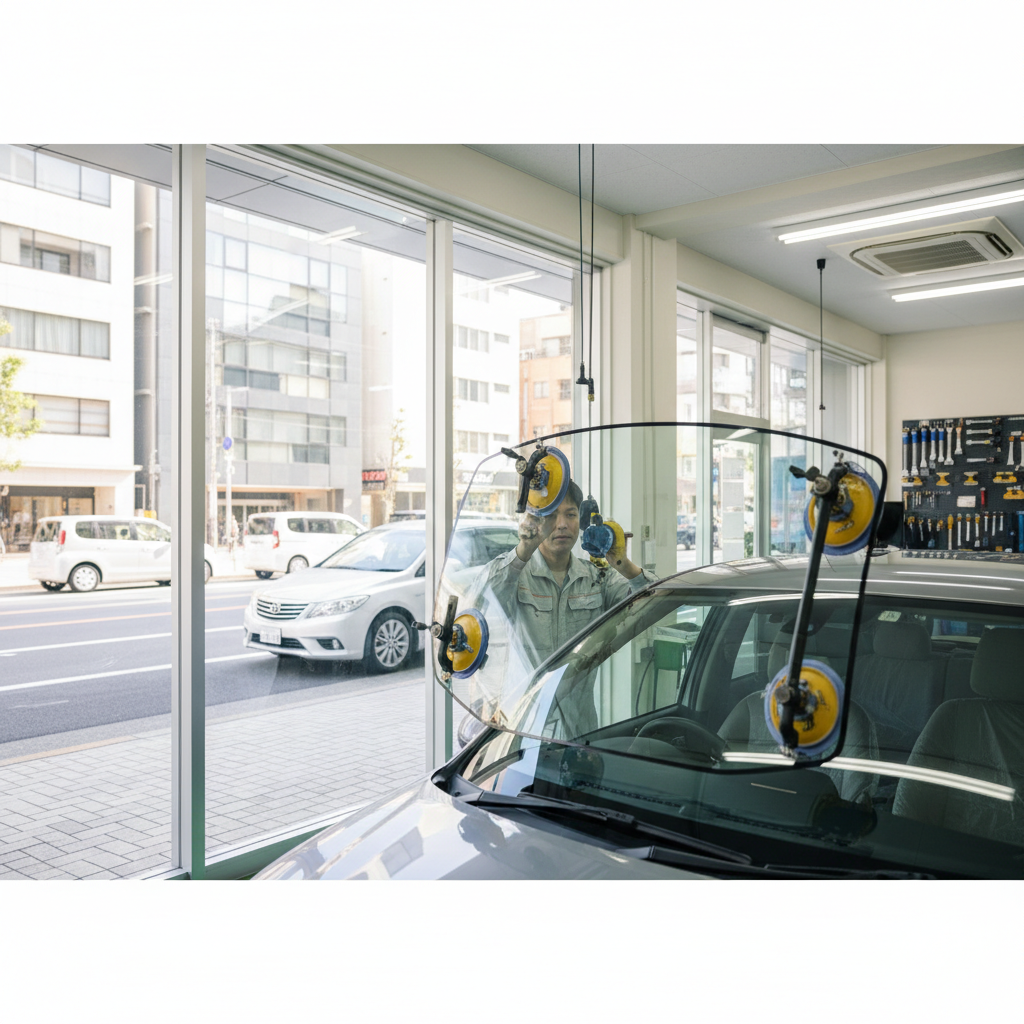 近くの自動車ガラス専門店を探す方法に関する画像