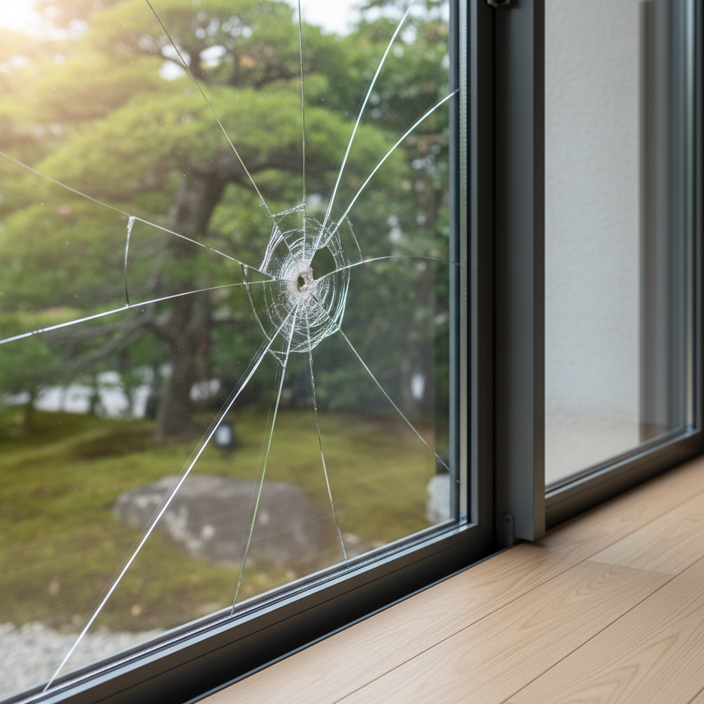 ガラスのひび割れや破損に関する画像