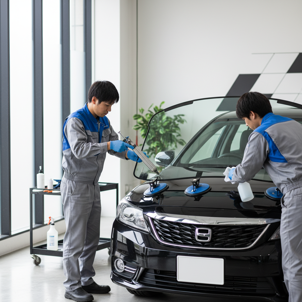 新しいガラスを正確に取り付ける際の注意点に関する画像