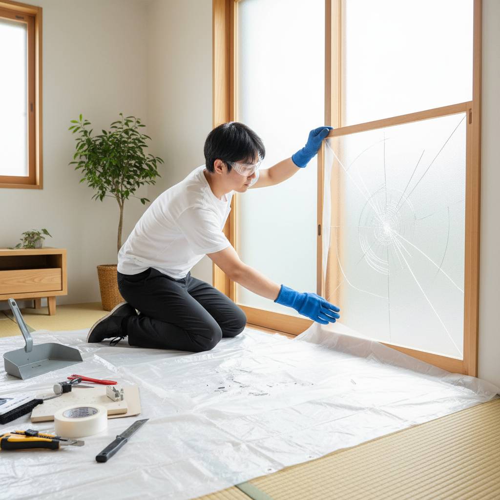 自分でガラス交換する手順に関する画像