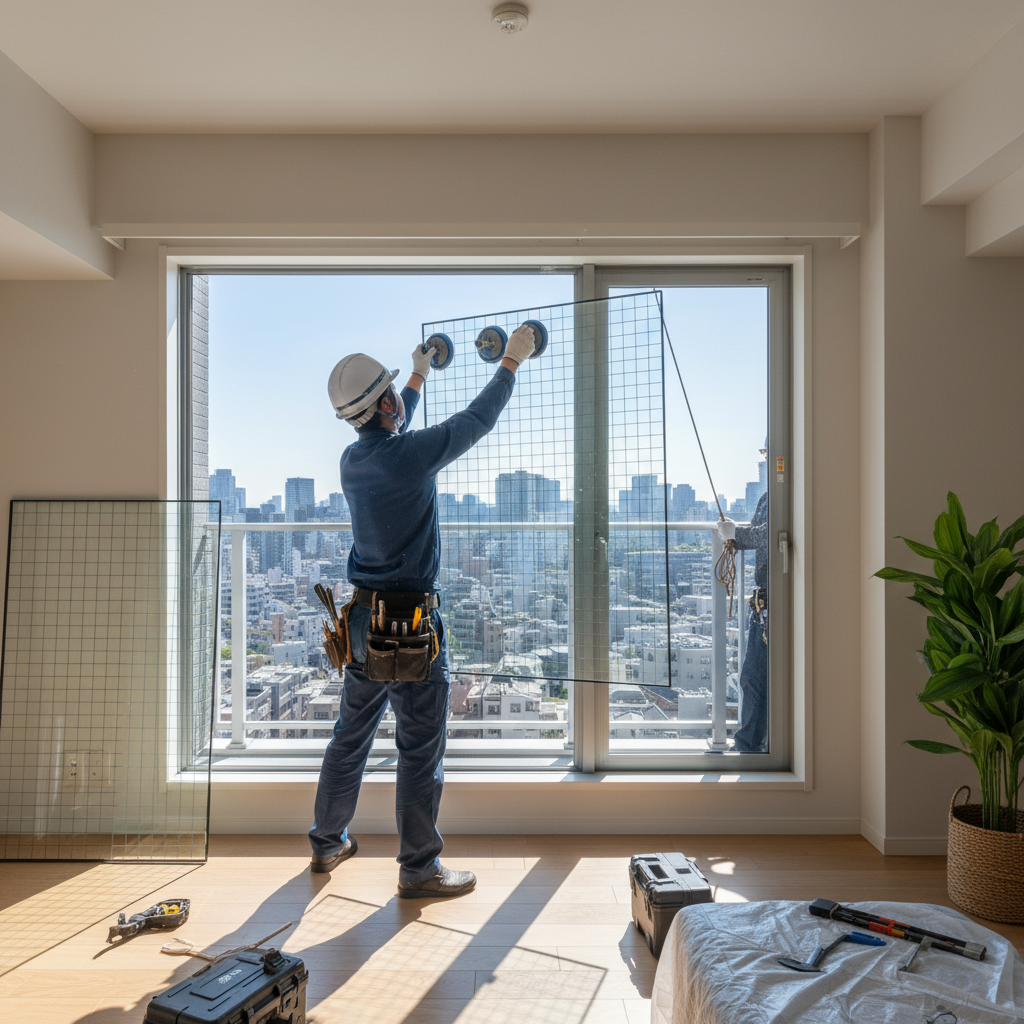 マンション 網入りガラス交換費用に関する画像
