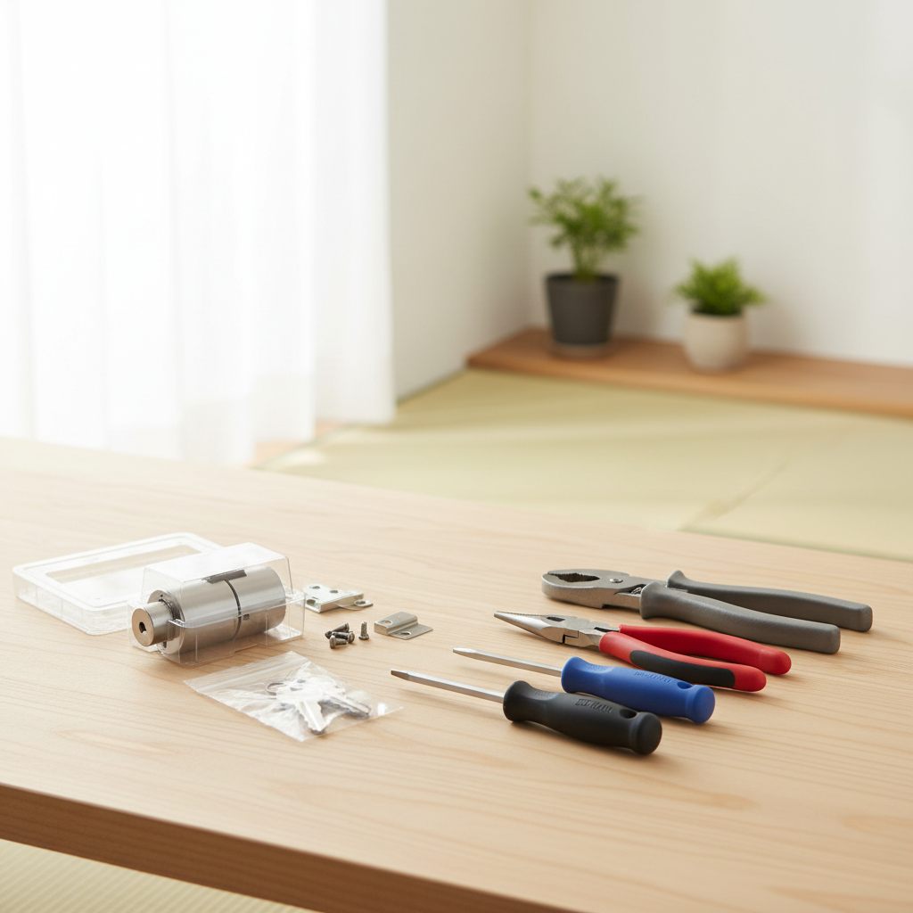 鍵交換に必要な工具と部品に関する画像